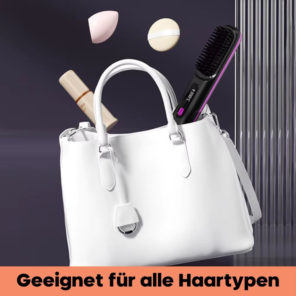 Glattfix - Tragbare, kabellose Haarglättbürste